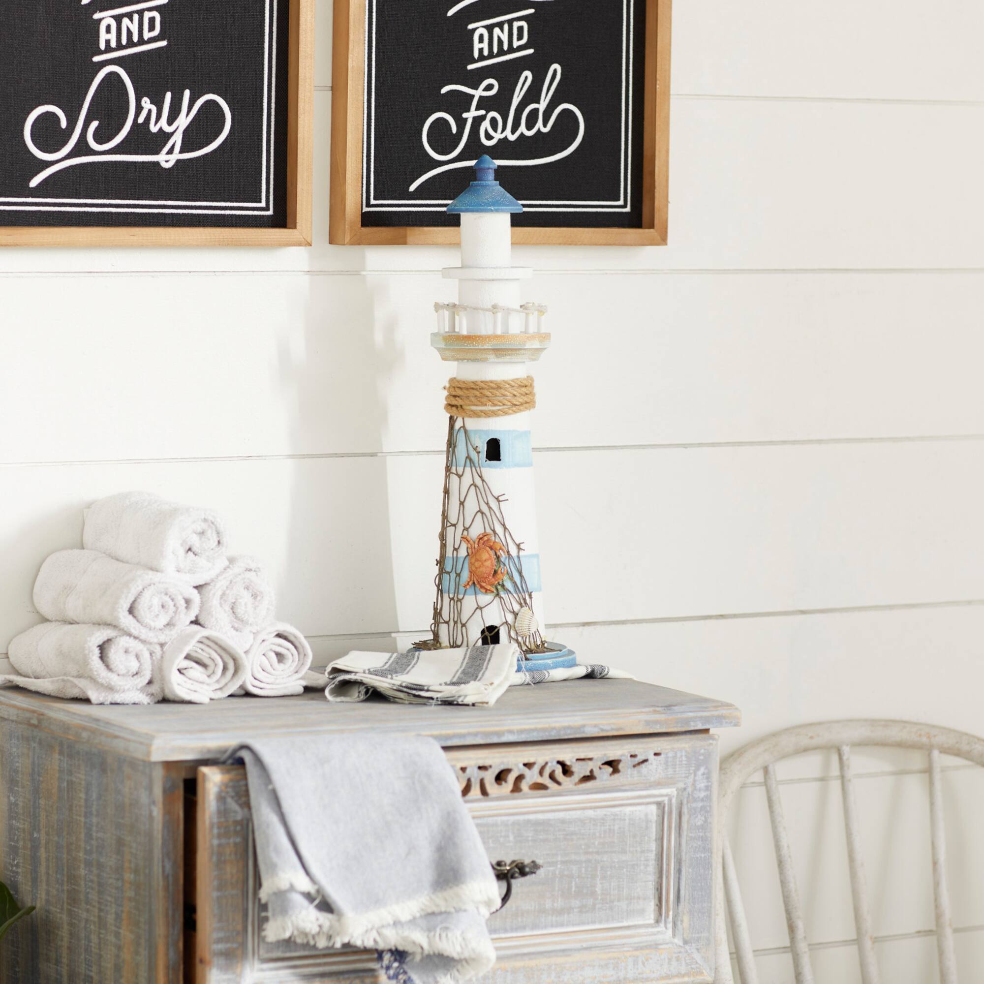 16" Wood Lighthouse Table Accent